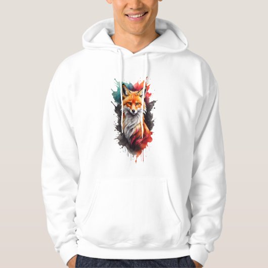 Schöner aufstrebender Wasserfarbenfox Hoodie (Vorderseite)