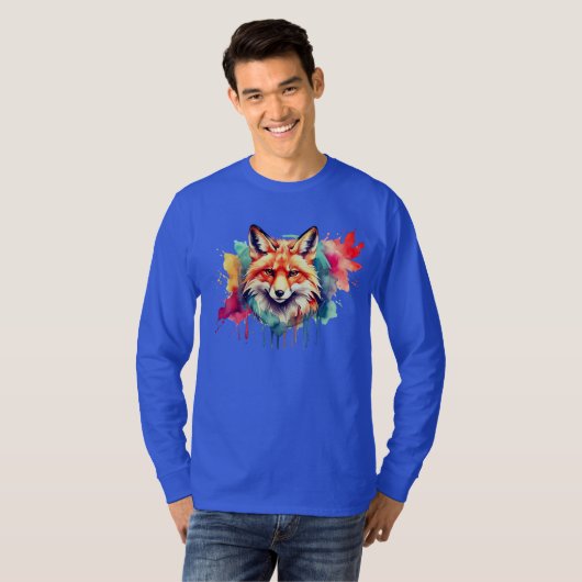 Schöner aufstrebender Wasserfarbenfox T-Shirt (Vorne ganz)
