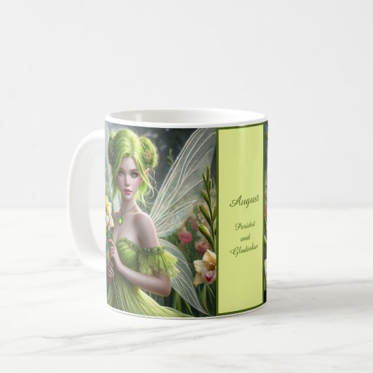 Schöner August Fairy in Gladioli Kaffeetasse (Vorderseite Links)