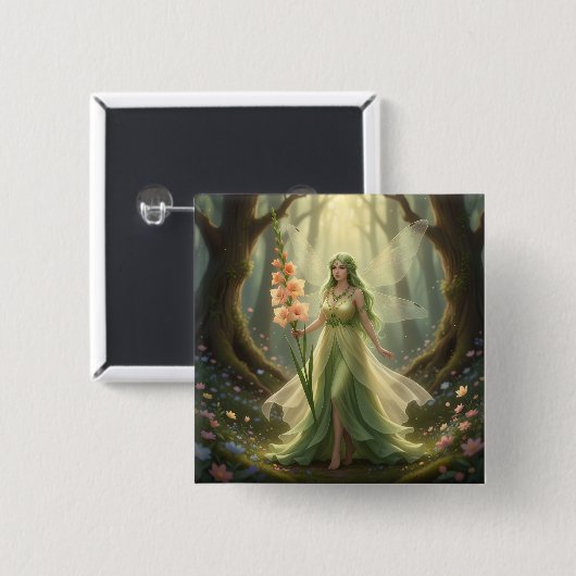 Schöner August Peridot Fairy Button (Vorne & Hinten)