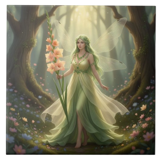 Schöner August Peridot Fairy Fliese (Vorderseite)