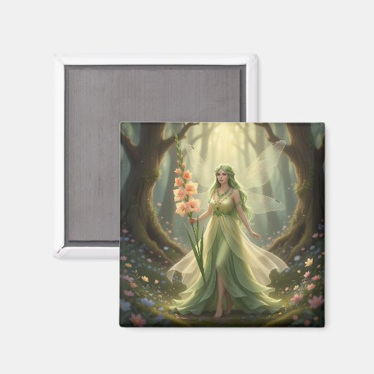 Schöner August Peridot Fairy Magnet (Vorderseite/Rückseite)