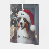 Schöner australischer Schäferhund mit Weihnachtsma Ornament Aus Glas (Vorderseite links)