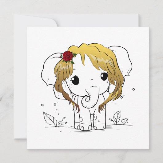 Schöner Babyelefone mit gelbem Haar Dankeskarte (Vorderseite)