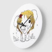 Schöner Babyelefone mit gelbem Haar Große Wanduhr (Winkel)