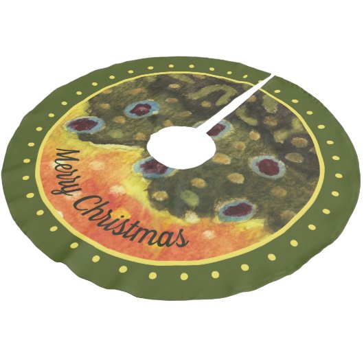 Schöner Bachforellenfang Polyester Weihnachtsbaumdecke (Schrägansicht)