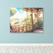 Schöner Balkon Aussicht Malerische Kunst Leinwanddruck (Insitu (Holzboden))