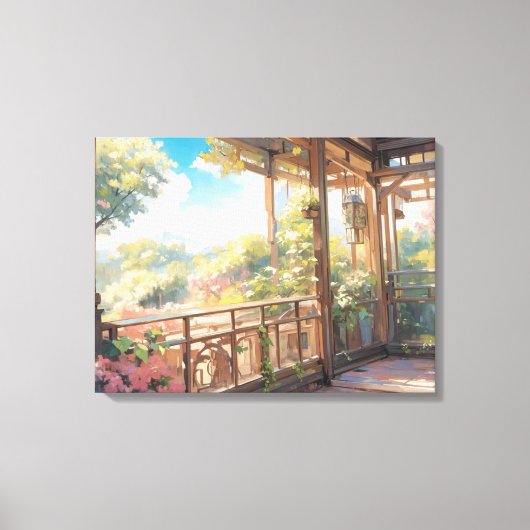 Schöner Balkon Aussicht Malerische Kunst Leinwanddruck (Vorderseite)