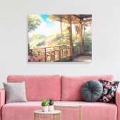 Schöner Balkon Aussicht Malerische Kunst Leinwanddruck (Insitu (Wohnzimmer))