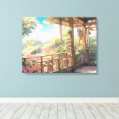 Schöner Balkon Aussicht Malerische Kunst Leinwanddruck (Insitu (Holzboden))