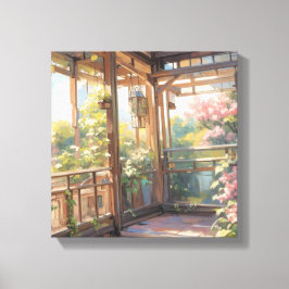 Schöner Balkon Aussicht Malerische Kunst Leinwanddruck