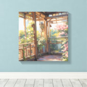 Schöner Balkon Aussicht Malerische Kunst Leinwanddruck (Insitu (Holzboden))