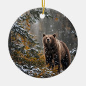 Schöner Bär im Schnee Winterurlaub Keramik Ornament (Vorne)