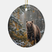 Schöner Bär im Schnee Winterurlaub Keramik Ornament (Links)