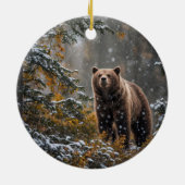 Schöner Bär im Schnee Winterurlaub Keramik Ornament (Hinten)