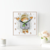 Schöner Bär Quadratische Wanduhr (Zuhause)