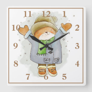 Schöner Bär Quadratische Wanduhr