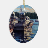 Schöner Bass Harbour Maine Fishing Boat Scene Keramik Ornament (Rechts)