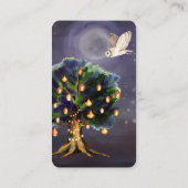 Schöner Baum mit Laternen, Mond und Schale Visitenkarte (Rückseite)