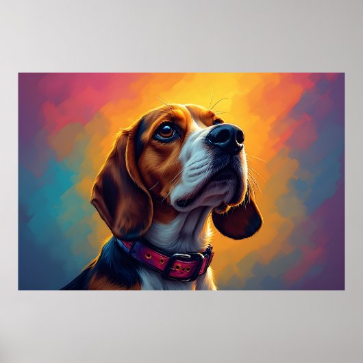 Schöner Beagle Hund mit lebendigem Kollar Poster (Vorne)