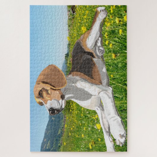 Schöner Beagle in einer Blume Wiese Puzzle (Vertikal)