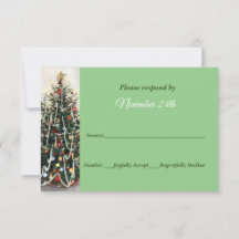 Schöner beleuchteter Weihnachtsbaum Hochzeit RSVP