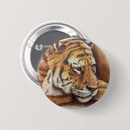 Schöner bengalischer Tiger, Handskizze Button (Vorne & Hinten)