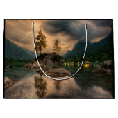 Schöner Bergsee, Abend Foto Große Geschenktüte (Vorderseite)