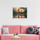 Schöner Bergsee im Abend Foto Leinwanddruck (Insitu (Wohnzimmer))