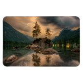 Schöner Bergsee im Abend Foto Magnet (Horizontal)