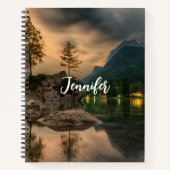 Schöner Bergsee im Abend Foto Notizblock (Vorderseite)