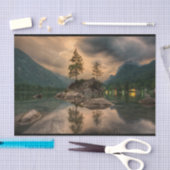 Schöner Bergsee im Abend Foto Seidenpapier (Handwerk)