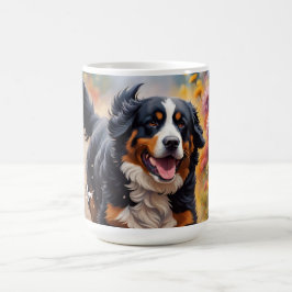 Schöner Berner Hund & Blume Kaffeetasse