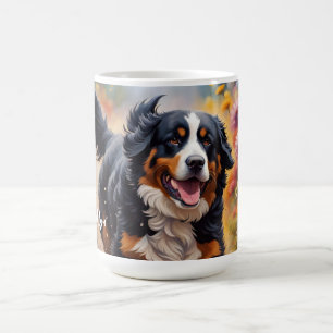 Schöner Berner Hund & Blume Kaffeetasse