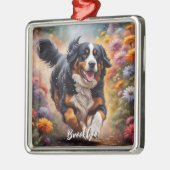 Schöner Berner Hund & Blume Ornament Aus Metall (Links)
