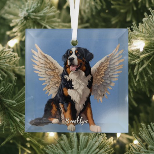 Schöner Berner Hund mit Flügeln Ornament Aus Glas (Insitu)
