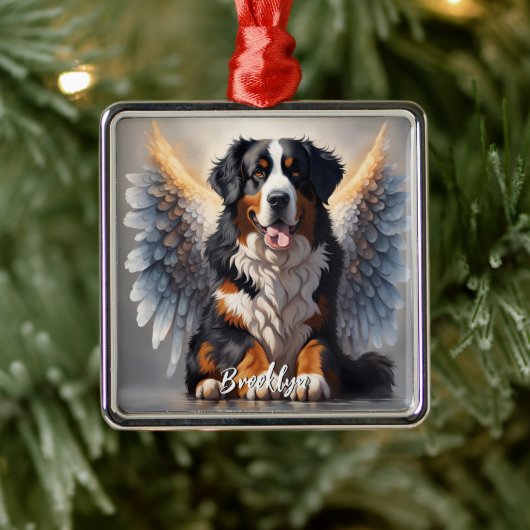 Schöner Berner Hund mit Flügeln Ornament Aus Metall (Baum)