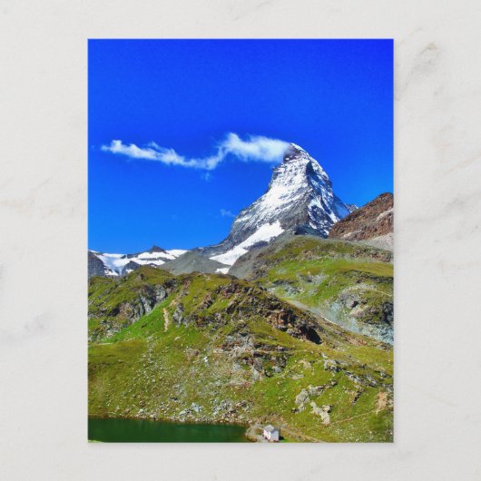 Schöner berühmter Schweizer Matterhorn mit Wolken Postkarte (Vorderseite)
