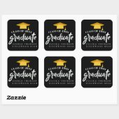 Schöner Black Gold Grad Abschluss 2025 Quadratischer Aufkleber (Blatt)