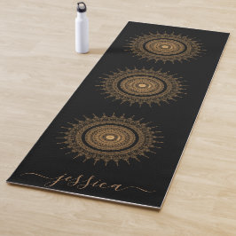 Schöner Black Gold Mandala Individuelle Name Yogamatte