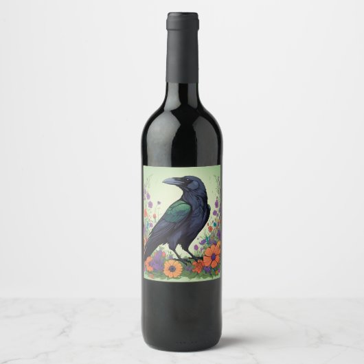 Schöner Black Raven Weinetikett (Vorderseite)