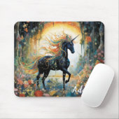 Schöner Black Unicorn Individuelle Name Mousepad (Mit Mouse)
