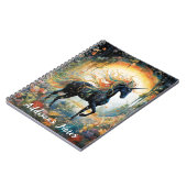 Schöner Black Unicorn Individuelle Name Notizblock (Linke Seite)