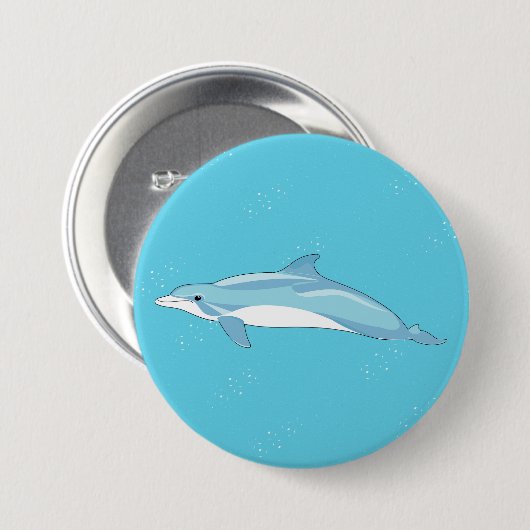 Schöner Blaue Delphin im Meer Button (Vorne & Hinten)