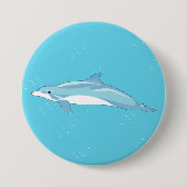 Schöner Blaue Delphin im Meer Button (Vorderseite)