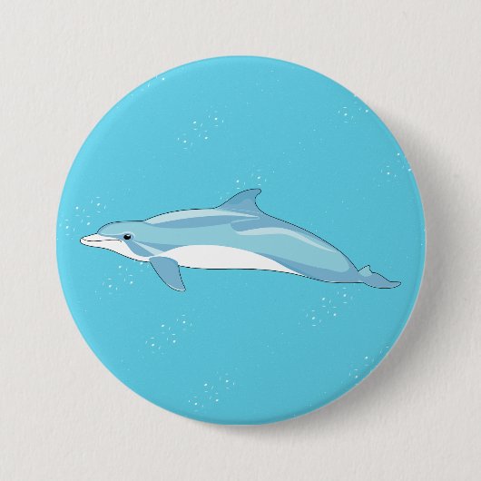 Schöner Blaue Delphin im Meer Button (Vorderseite)