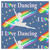 SCHÖNER BLAUE RAINBOW I LIEBE TANZEN FABRIC STOFF (Nahaufnahme)