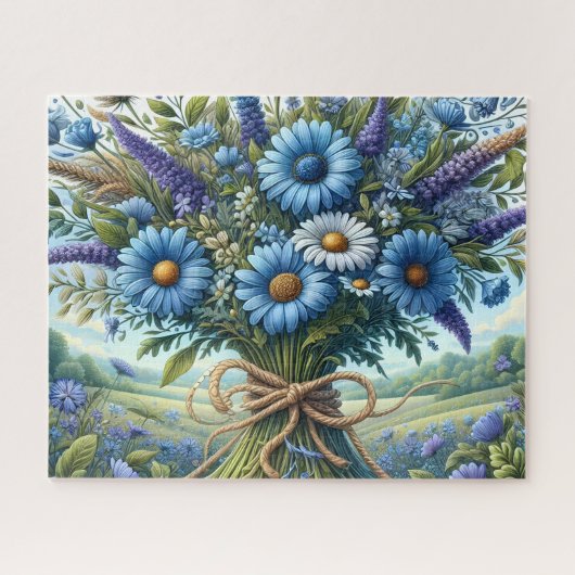Schöner blauer Alpenblumenstrauß Puzzle (Horizontal)