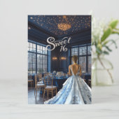 Schöner blauer Ballsaal Einladung (Stehend Vorderseite)