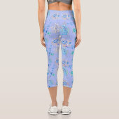 Schöner blauer Blumengarten Capri Leggings (Rückseite)